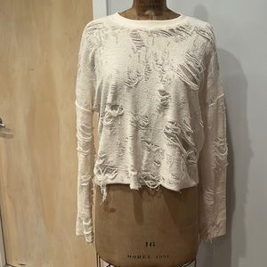 I R O . JEANS size medium distressed long sleeve sweater shirt top sweatshirt